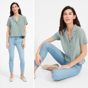 Everlane the silk notch collar short sleeve size 8